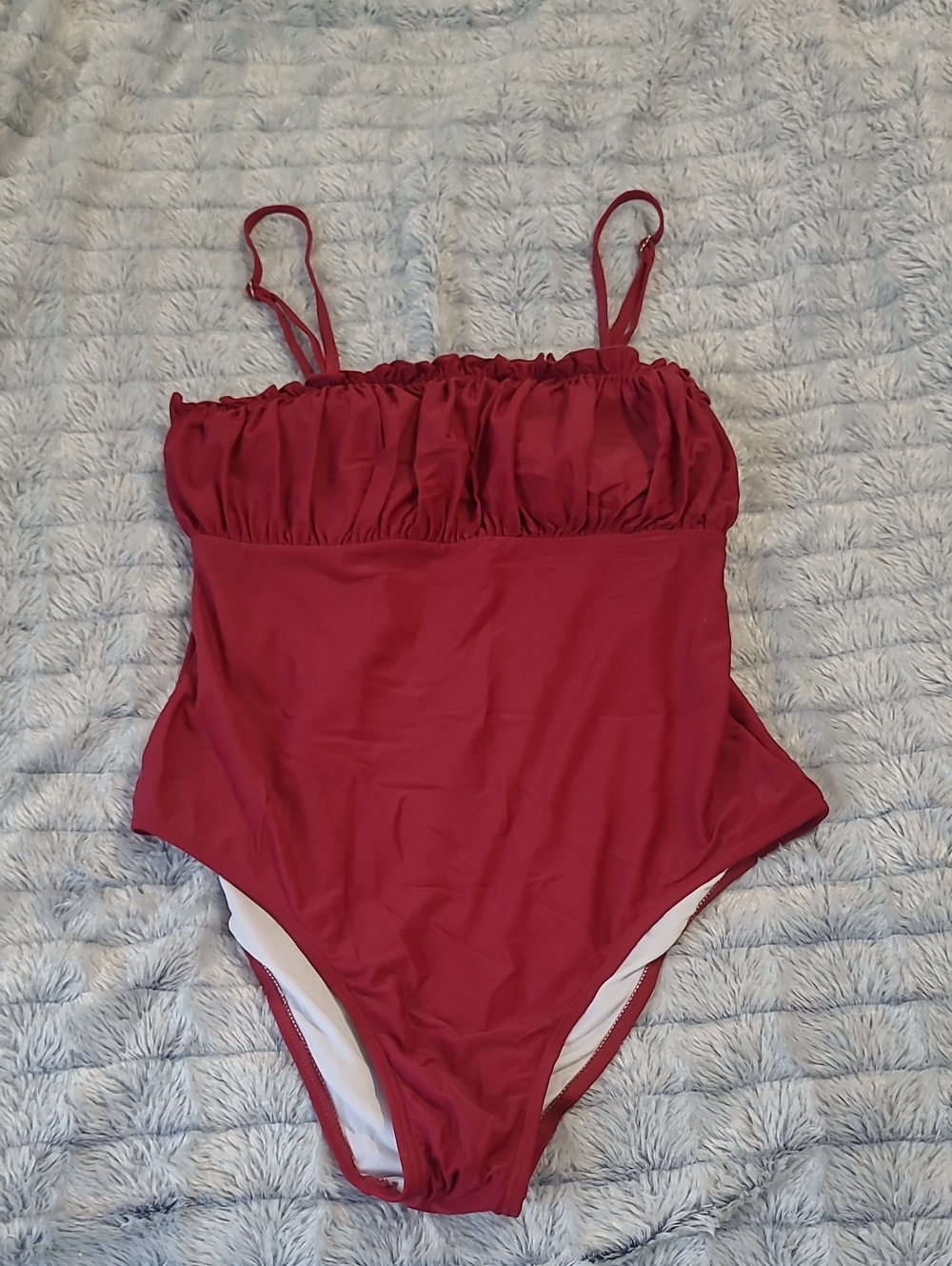 Red Ruched One-Piece Swimsuit